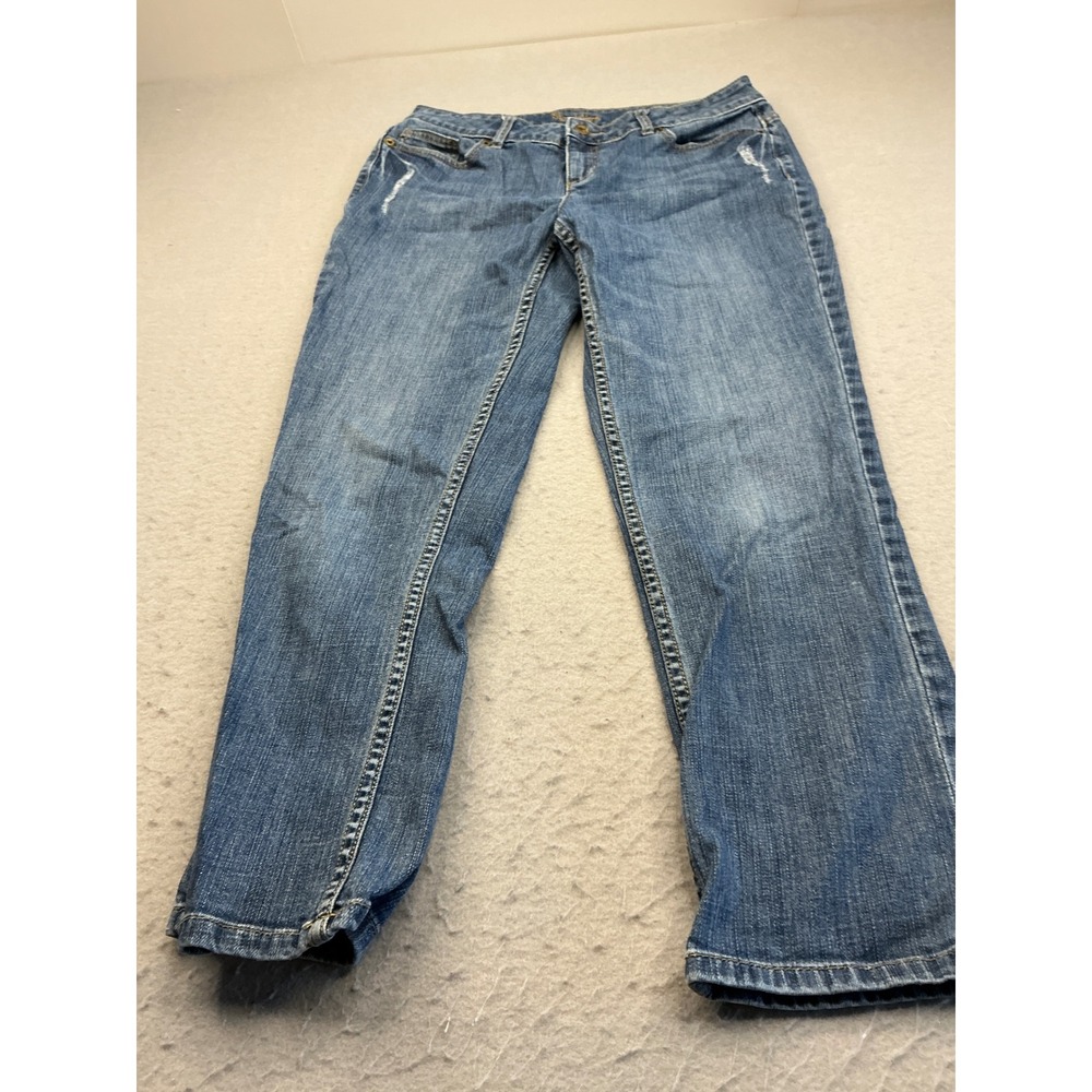 Simply Vera Vera Wang Jeans Blue Denim Straight‎ Leg Flap Pocket Women 8 Medium
